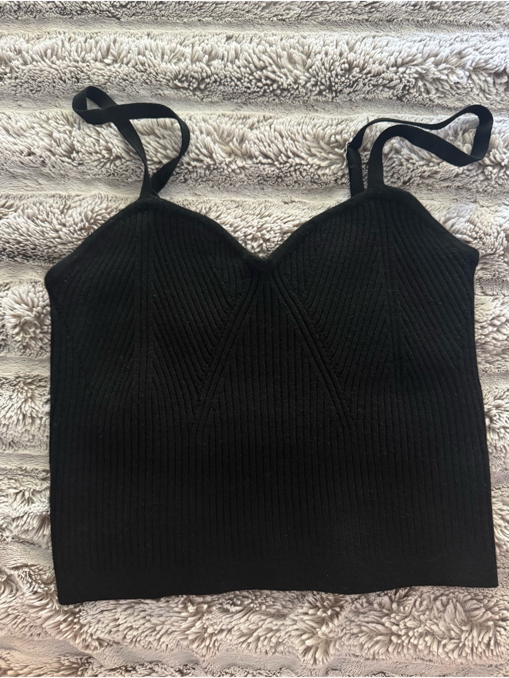 Wild Fable Black Ribbed Knit Copped Cami Tank Top Size Medium